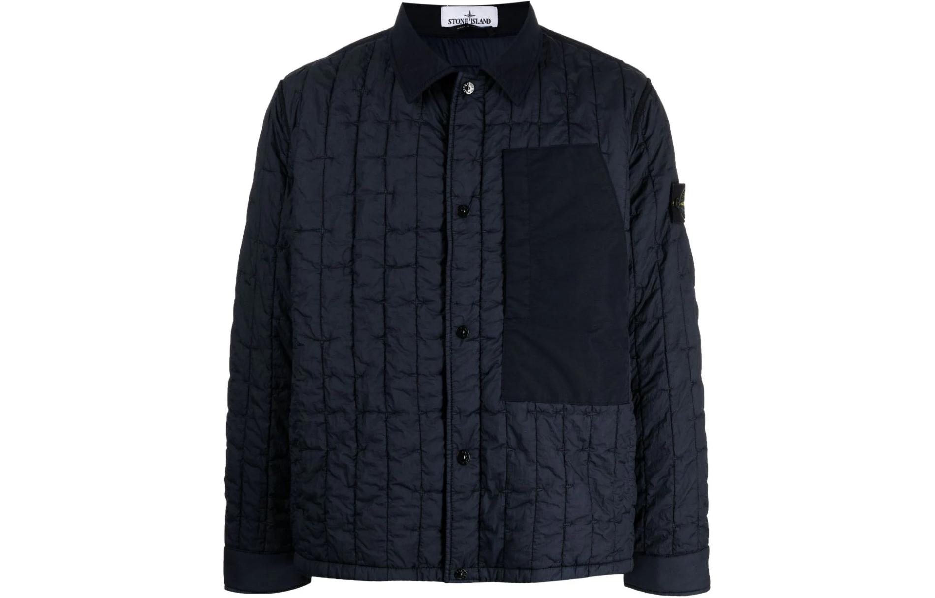 Stone Island Solid Navy Blue Button-Up Long Sleeve Jacket for Men. 801540831-V0020 圖 2