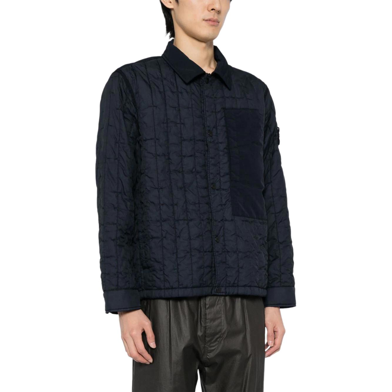Stone Island Solid Navy Blue Button-Up Long Sleeve Jacket for Men. 801540831-V0020 圖 5