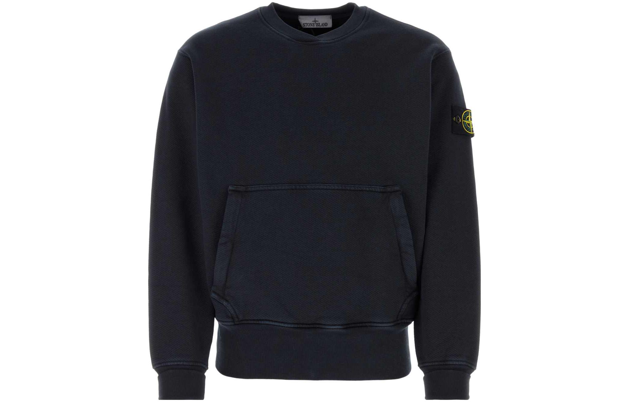 Stone Island Solid Navy Blue Crewneck Long-Sleeve Sweatshirt 791567555-V0120