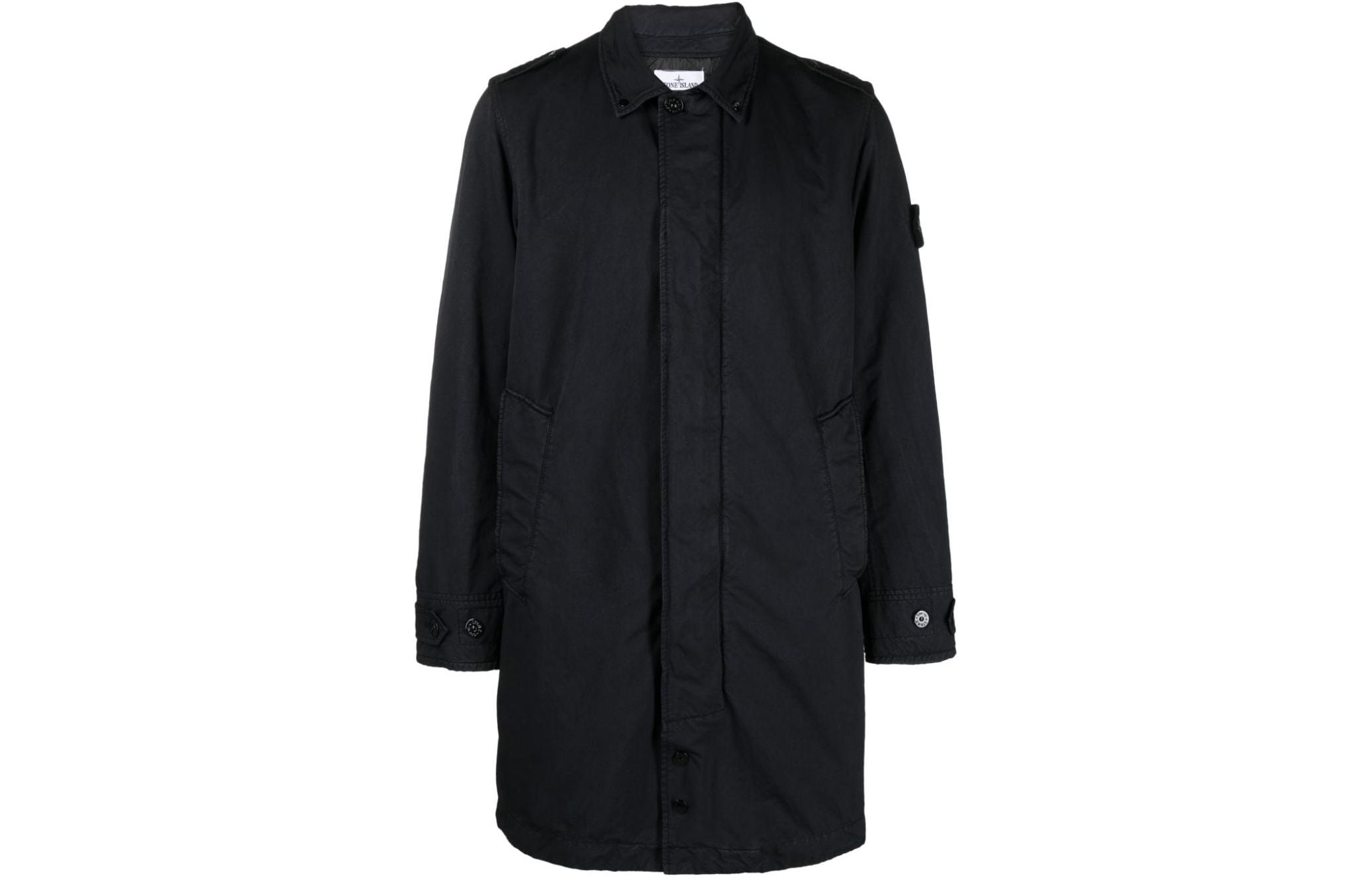 Stone Island Solid Navy Blue Single-Breasted Jacket for Men 791570549-V0020