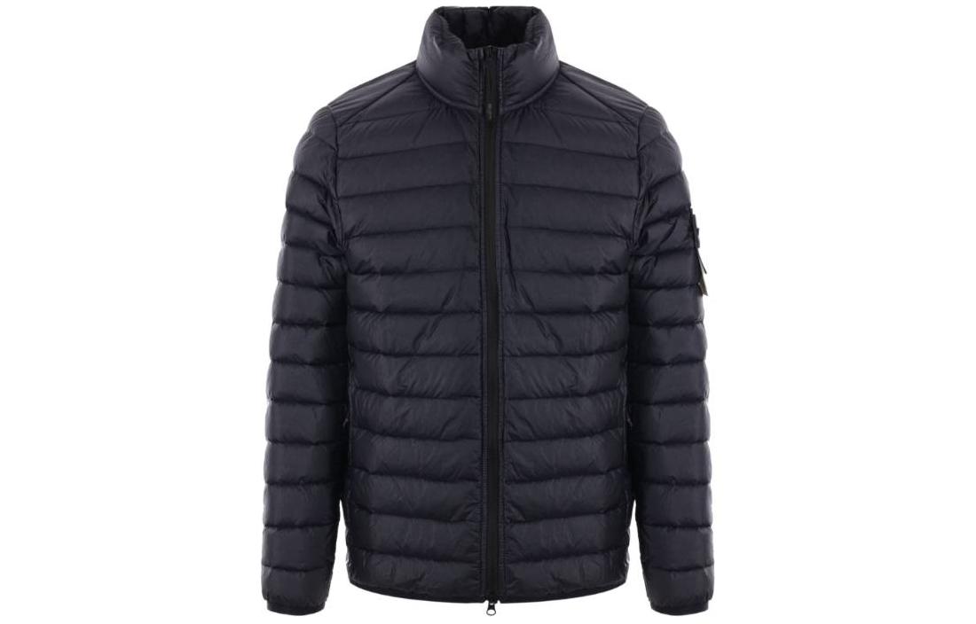 Stone Island Solid Navy Blue Zip-Up Long Sleeve Fitted Jacket 801542424-V0020