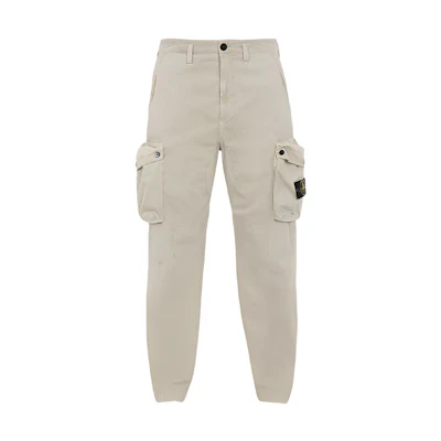 STONE ISLAND Solid Pocket Logo Straight-Leg Casual Pants Men’s Off-White 7415319WA-V0195