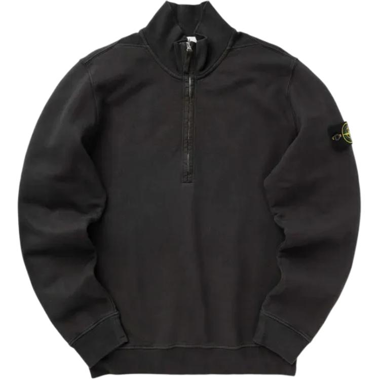 Stone Island Solid Pullover Sweatshirt Lead Gray Long Sleeve 811563420-V0062