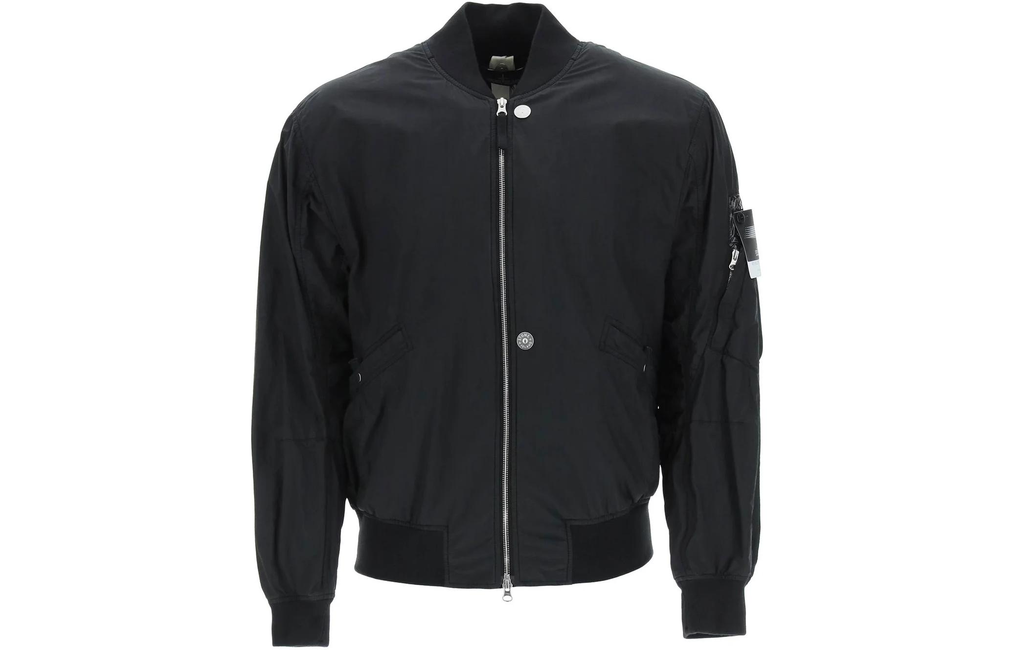 Stone Island Solid V-Neck Zip Pocket Long Sleeve Jacket Men’s Black 761940712-V0029