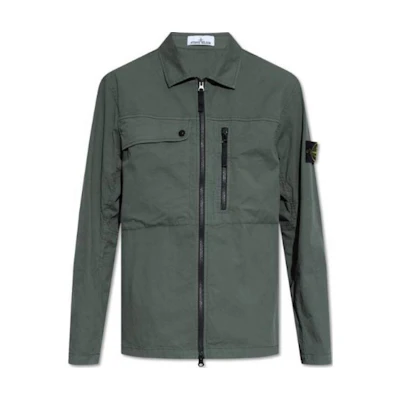 Stone Island Solid Zip-Up Collar Long Sleeve Jacket - Blue 8015102100-V0059