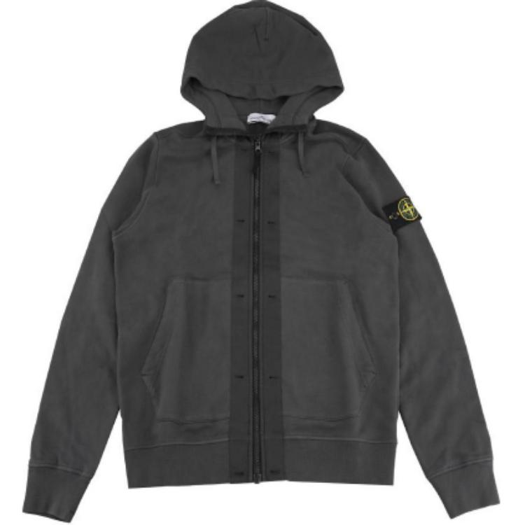 Stone Island Solid Zip-Up Hoodie Deep Gray 791560477-V0062