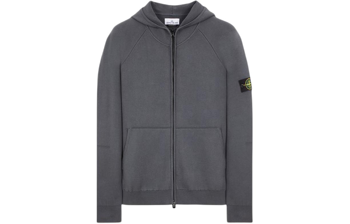 Stone Island Solid Zip-Up Hoodie Gray 7915563A6-V0062