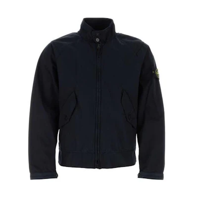 Stone Island Solid Zip-Up Jacket Navy Blue 801543734-V0020