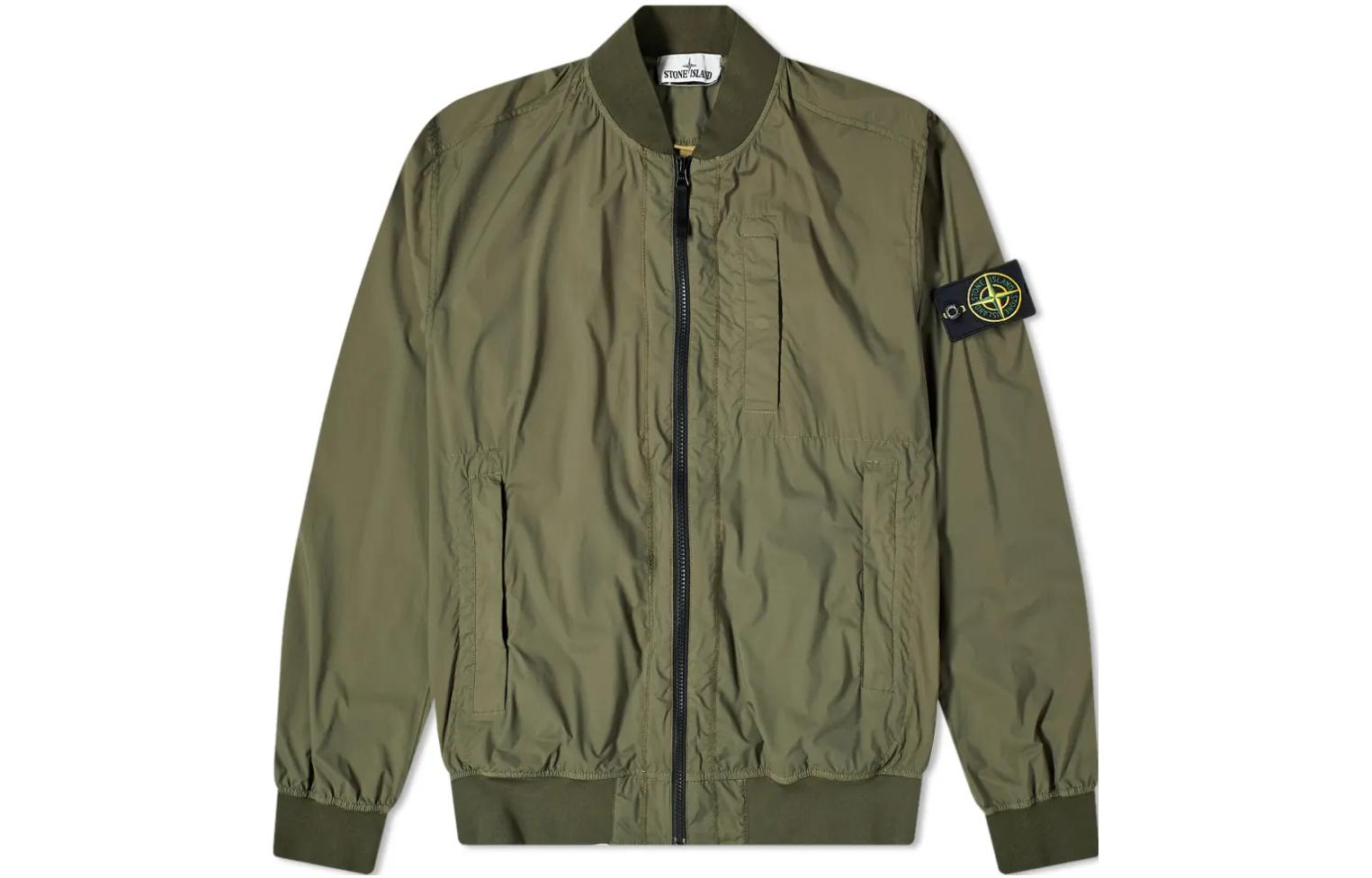 Stone Island Solid Zip Baseball Collar Jacket Men’s Dark Green 721544431-V0058