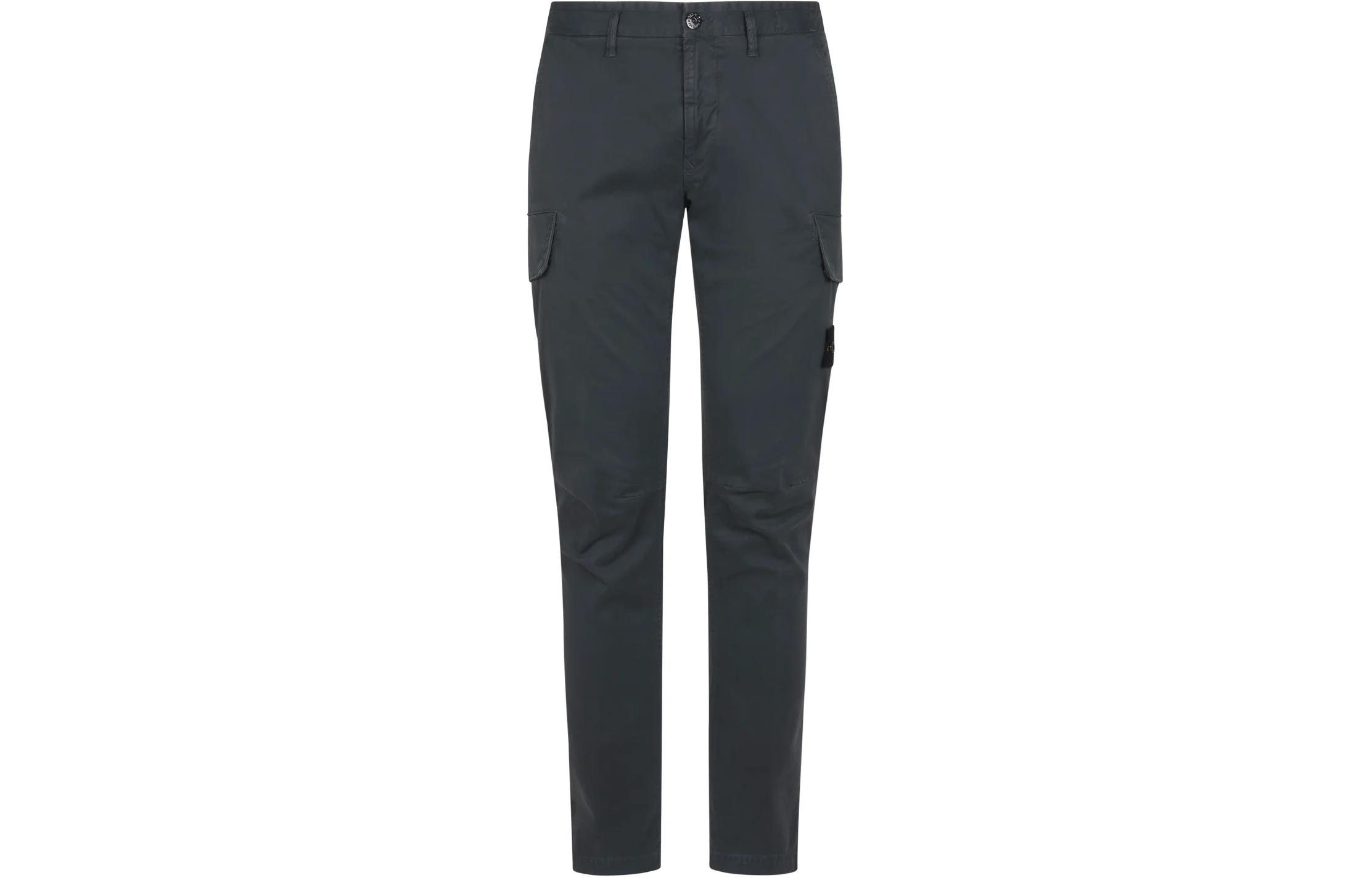 Stone Island Solid Zipper Loose Straight Pants Men - Charcoal Gray. 7915317L1-V0162