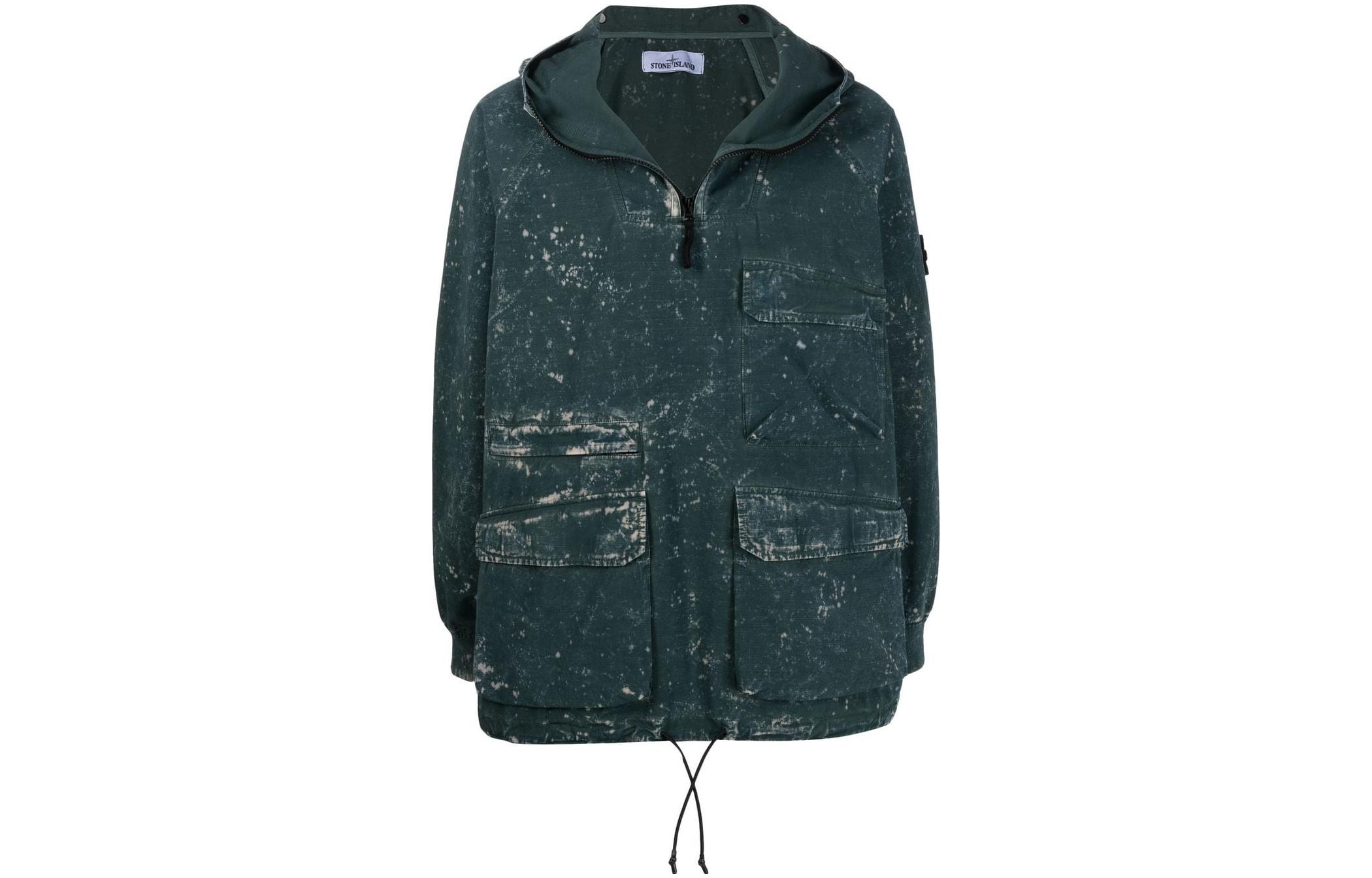 Stone Island Spray Effect Half-Zip Hooded Jacket 761544122-V0046
