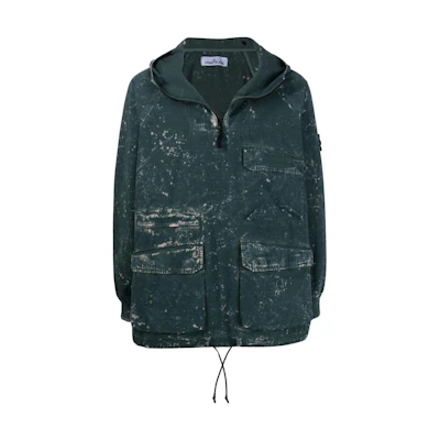 Stone Island Spray Effect Half-Zip Hooded Jacket 761544122-V0046