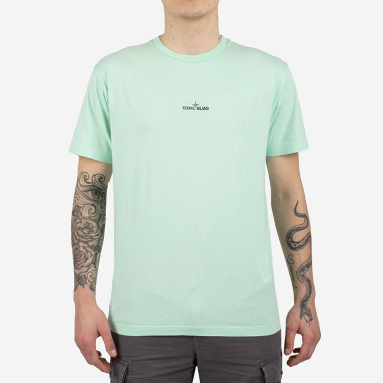 Shop 스톤 아일랜드 SS21 백 로고 티셔츠 라이트 그린. 74152NS85-V0044