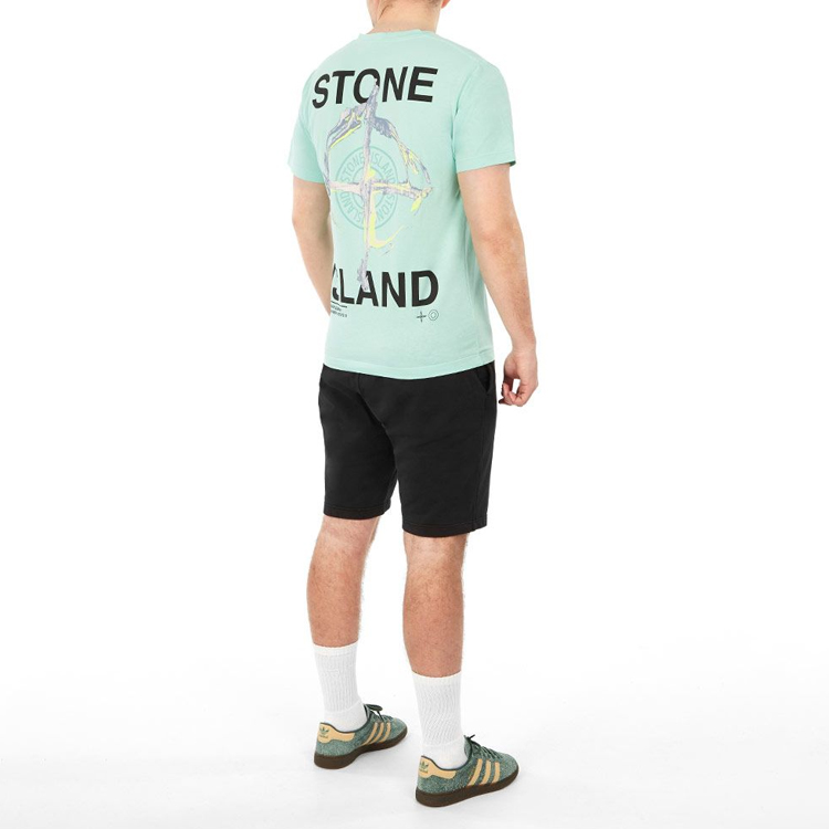 Details for 스톤 아일랜드 SS21 백 로고 티셔츠 라이트 그린. 74152NS85-V0044