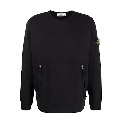 STONE ISLAND SS21 Black Pullover Zip Sweatshirt with Pocket. 741563451-V0029