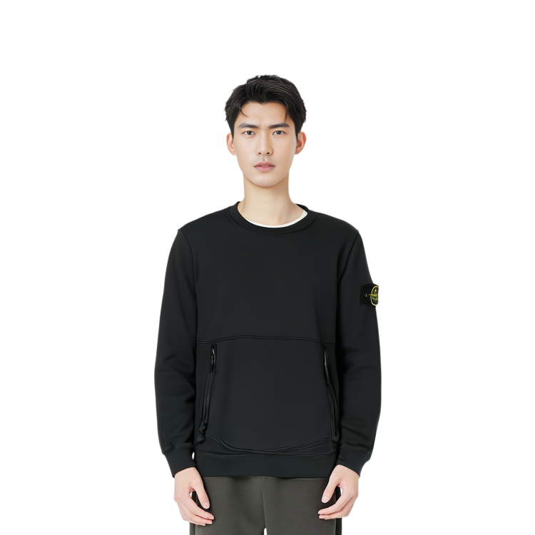 STONE ISLAND SS21  Black Pullover Zip Sweatshirt with Pocket. 741563451-V0029 圖 6
