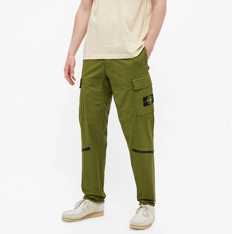 Shop ストーンアイランド SS21 カジュアルグリーンカーゴジョガーパンツ. 741530419-v0058