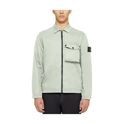 STONE ISLAND SS21 Light Green Jacket with Logo Patch and Single Pocket. 7415117WN-V0152