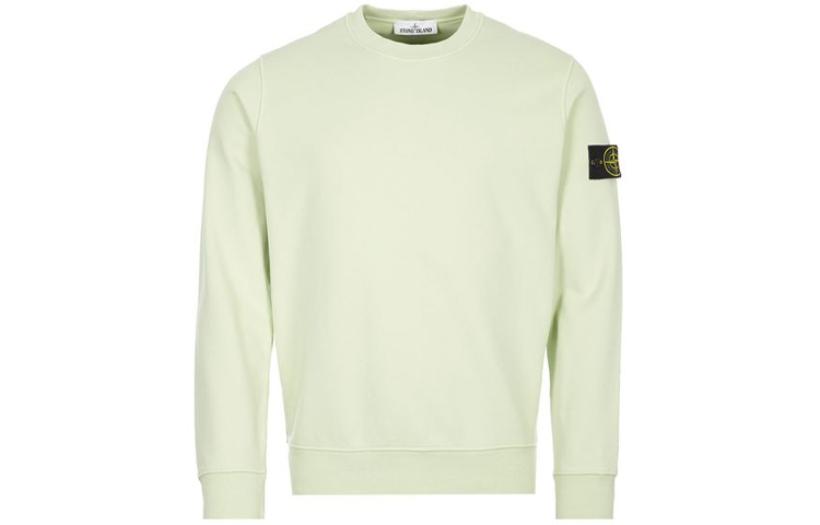 STONE ISLAND SS21  Light Green Pullover Sweatshirt with Sleeve Patch. 741563051-V0052