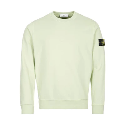 STONE ISLAND SS21 Light Green Pullover Sweatshirt with Sleeve Patch. 741563051-V0052