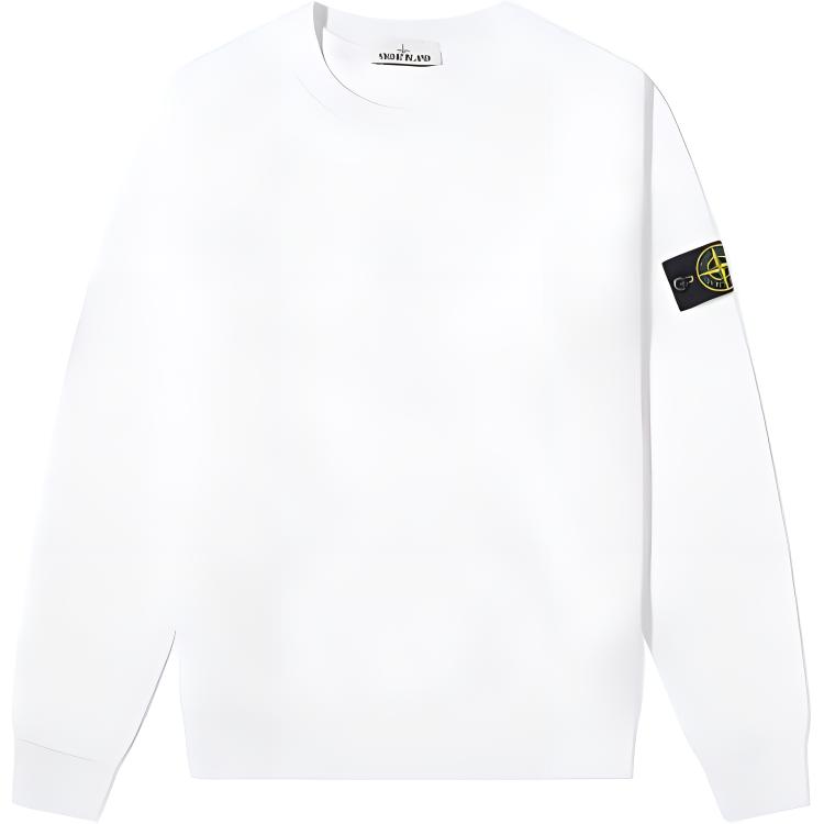 Stone Island SS21  White Crewneck Sweatshirt with Sleeve Logo Patch. 741566060-V0001 圖 2