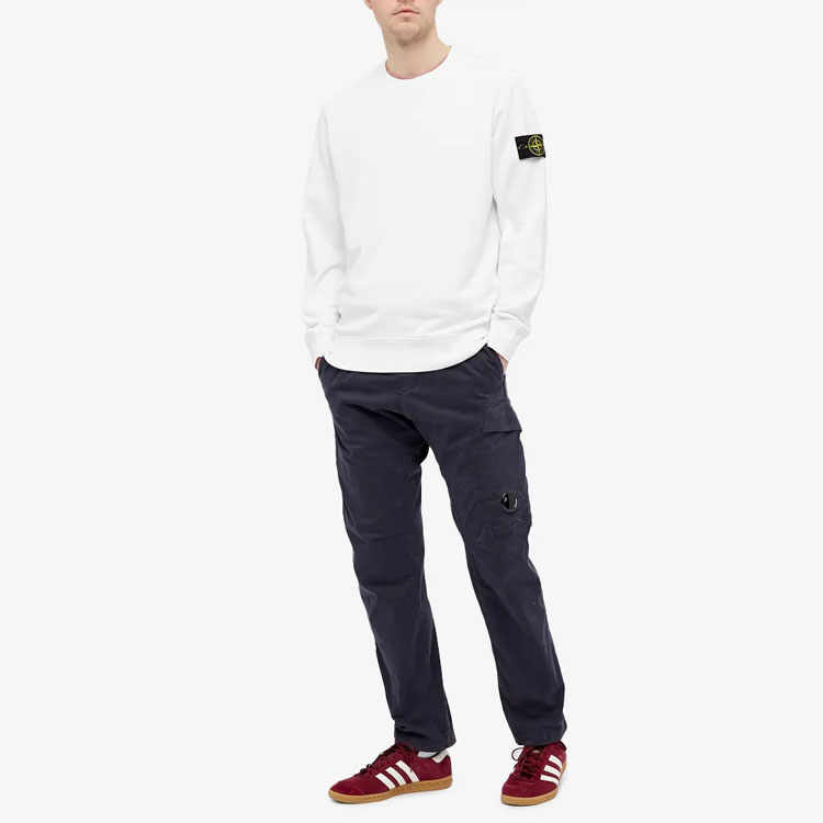 Stone Island SS21  White Crewneck Sweatshirt with Sleeve Logo Patch. 741566060-V0001 圖 3