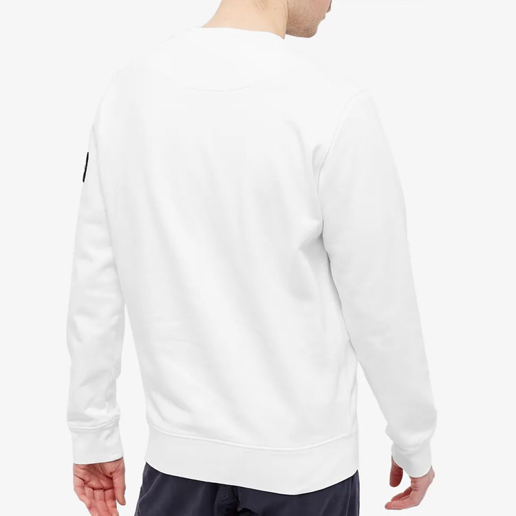Stone Island SS21  White Crewneck Sweatshirt with Sleeve Logo Patch. 741566060-V0001 圖 5