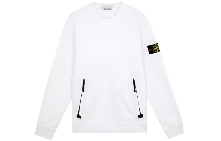 STONE ISLAND SS21  White Zip Pocket Casual Sweatshirt 741563451-V0001