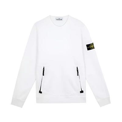STONE ISLAND SS21 White Zip Pocket Casual Sweatshirt 741563451-V0001