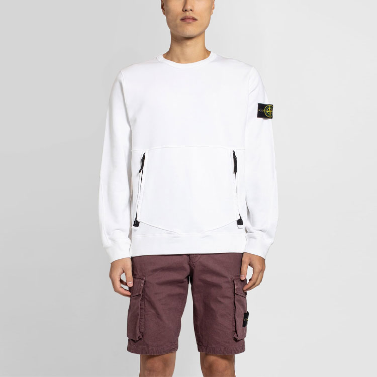 STONE ISLAND SS21  White Zip Pocket Casual Sweatshirt 741563451-V0001 圖 3