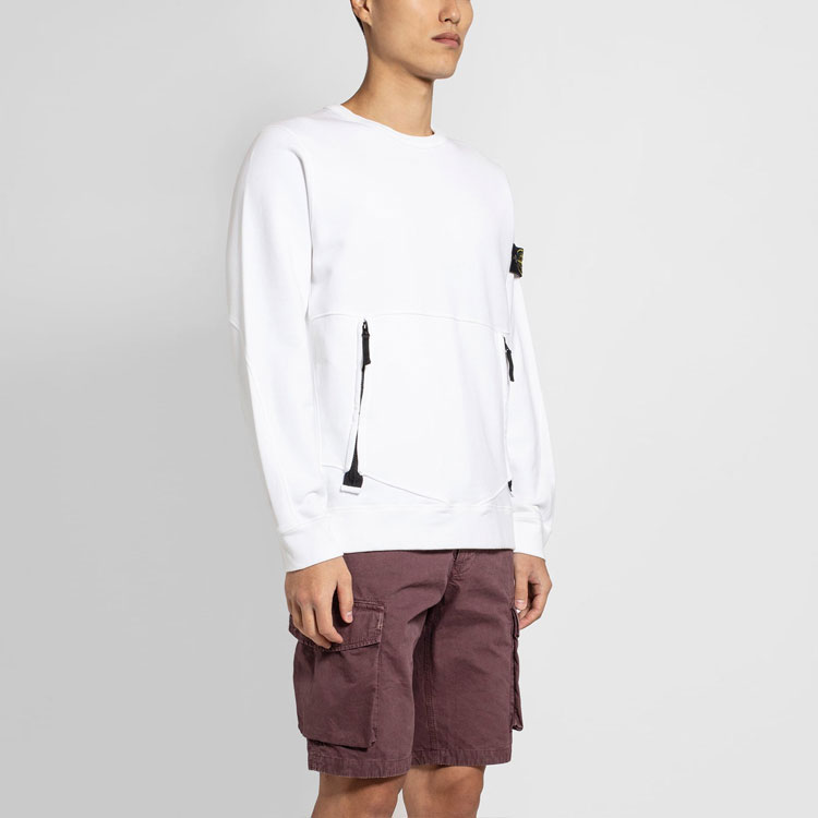 STONE ISLAND SS21  White Zip Pocket Casual Sweatshirt 741563451-V0001 圖 5