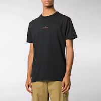Shop STONE ISLAND SS21 背印圓領短袖男士墨黑色T恤 MO73152NS81-V0029