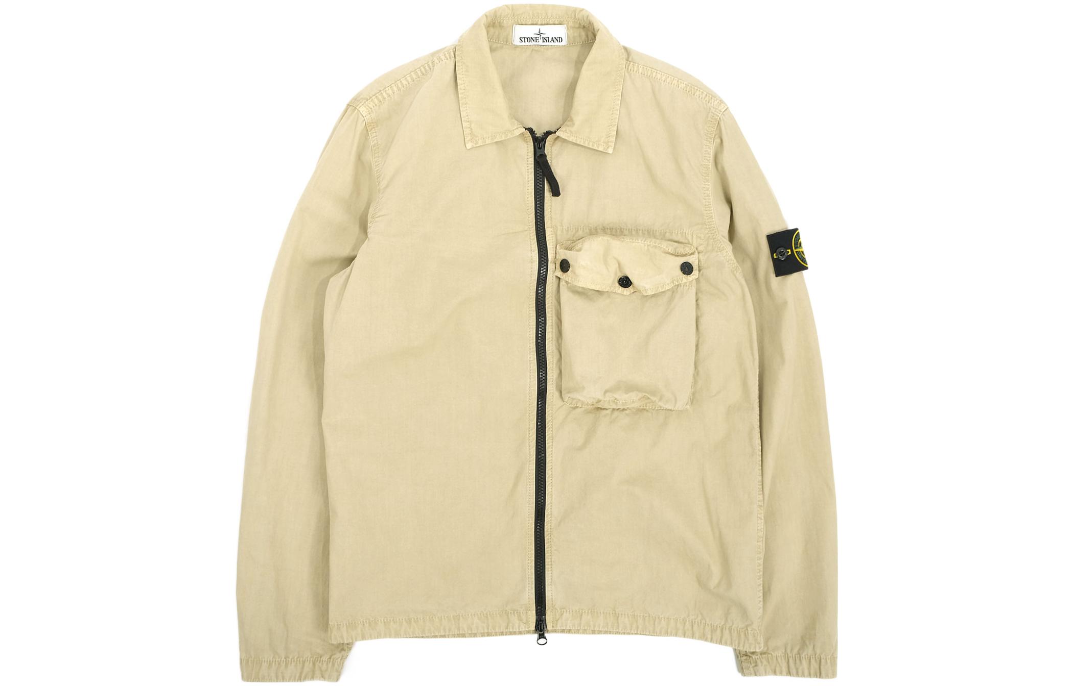 Stone Island SS21 Beige Single Pocket Logo Badge Jacket Menswear 7415117WN-V0195