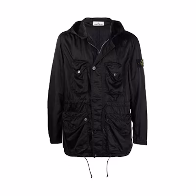 Stone Island SS21 Black Multi-Pocket Hooded Jacket 741544430-V0029