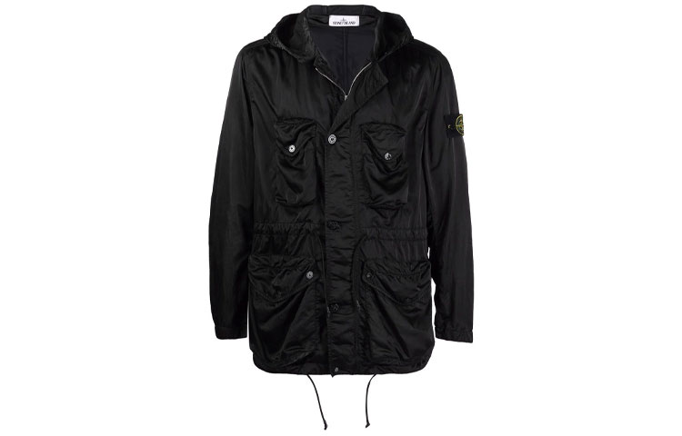 Order Stone Island SS21 黑色多口袋连帽夹克 741544430-V0029