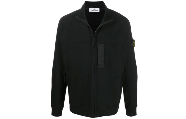 Stone Island SS21 Black Solid Color Zipper Jacket 721562552-V0029