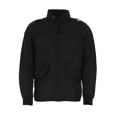 Stone Island SS21 Black Zip-Up Jacket with Logo Patch for Men 741541932-V0029