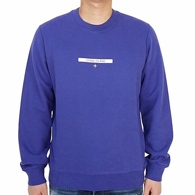 Shop STONE ISLAND SS21 藍色款圓領衛衣 男女同款印花Logo上衣。 751563085-V0043