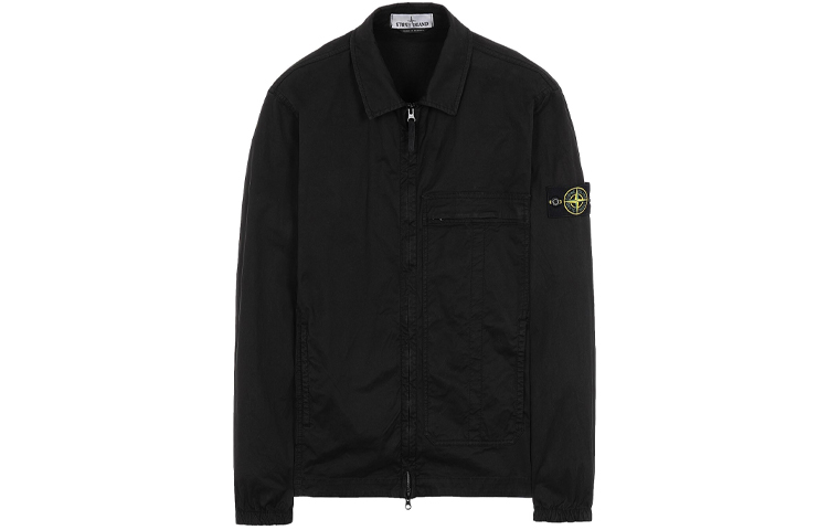 Stone Island SS21 Classic Badge Multi-Pocket Loose Fit Zip Jacket Black Mens 741510319-V0029