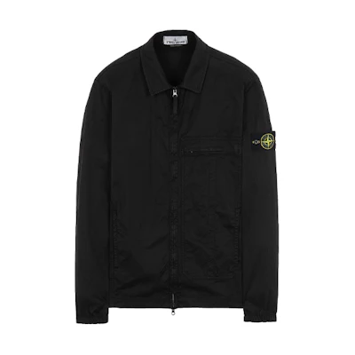 Stone Island SS21 Classic Badge Multi-Pocket Loose Fit Zip Jacket Black Mens 741510319-V0029
