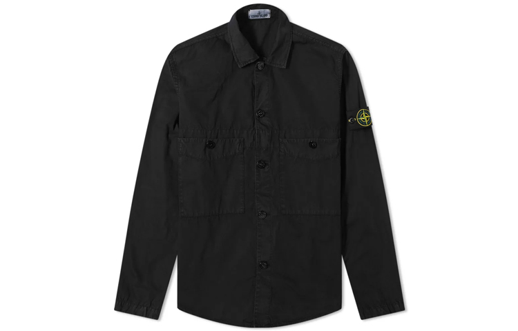 Stone Island SS21 Classic Double-Pocket Logo Jacket Black ( Long Sleeve) 7415110WN-V0129