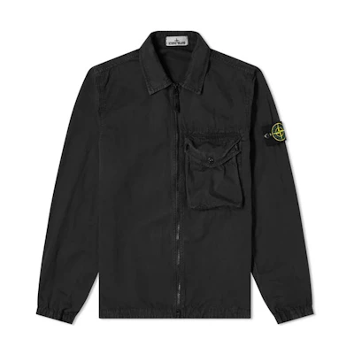 Stone Island SS21 Classic Logo Patch Pocket Jacket Black Fall Casual Wear 7415117WN-V0129