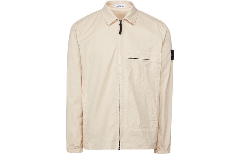 Stone Island SS21 Classic Logo Patch Zip Jacket Men’s Off-White 741510319-V0093