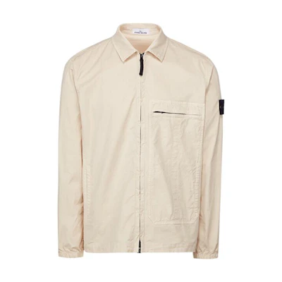 Stone Island SS21 Classic Logo Patch Zip Jacket Men’s Off-White 741510319-V0093