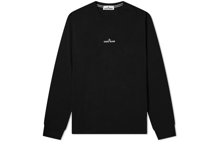 Stone Island SS21 Crewneck Logo Long Sleeve Sweatshirt Black 74152ML82-V0029