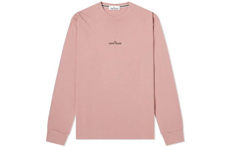 Stone Island SS21 Crewneck Rose Pink Logo Print Long Sleeve Sweatshirt 74152ML82-V0086