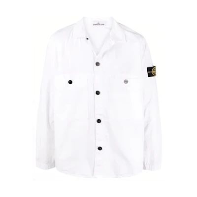 Stone Island SS21 Double Pocket Logo Long Sleeve Jacket White - Fashion 7415110WN-V0001