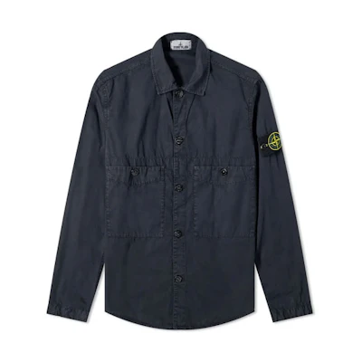 Stone Island SS21 Dual Pocket Logo Jacket Navy Blue Long Sleeve 7415110WN-V0120