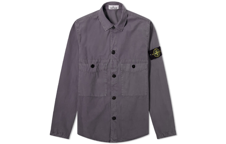 Stone Island SS21 Dual Pocket Logo Long Sleeve Jacket Men’s Peach Gray 7415110WN-V0163