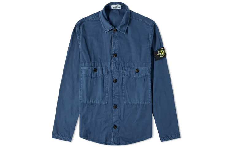 Stone Island SS21 Dual Pocket Logo Long Sleeve Jacket Navy - 7415110WN-V0124